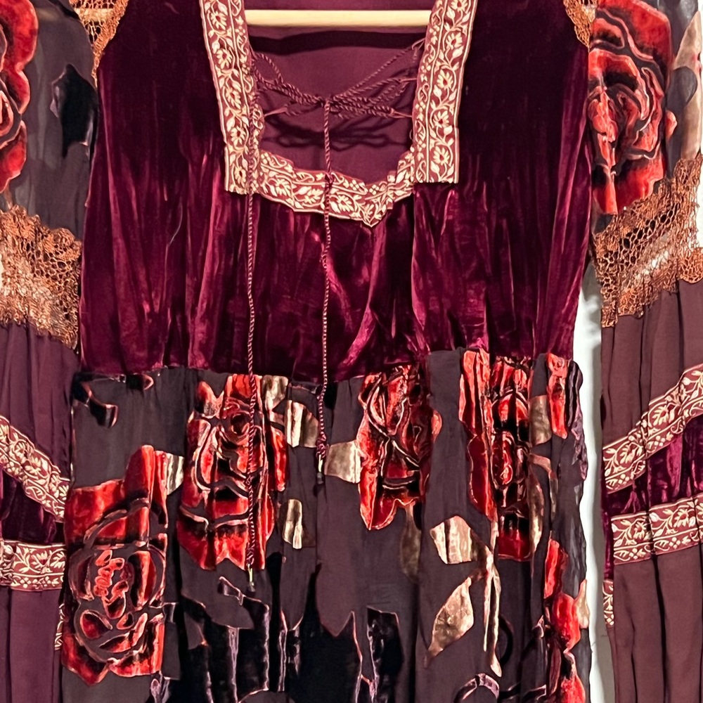 Hippie sexy Haley Bob velvet lace up tunic. Rocker chick chic